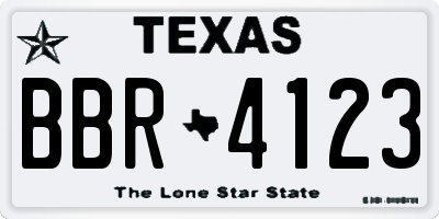 TX license plate BBR4123