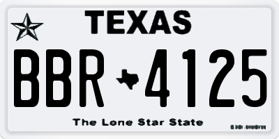 TX license plate BBR4125