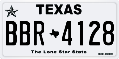 TX license plate BBR4128