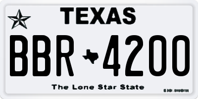TX license plate BBR4200