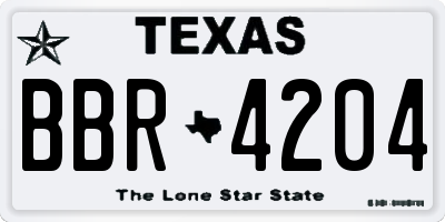 TX license plate BBR4204