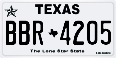 TX license plate BBR4205