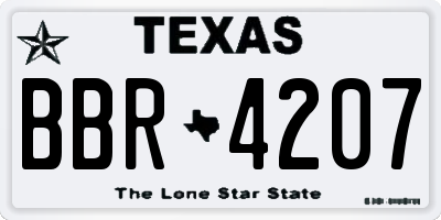 TX license plate BBR4207