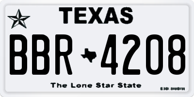 TX license plate BBR4208