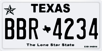 TX license plate BBR4234