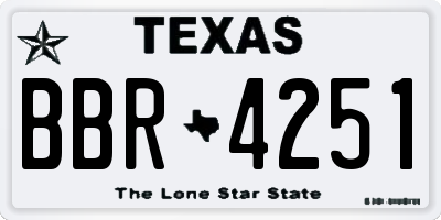 TX license plate BBR4251