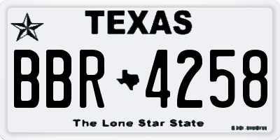 TX license plate BBR4258