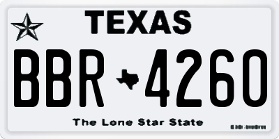 TX license plate BBR4260