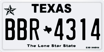 TX license plate BBR4314