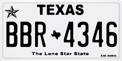 TX license plate BBR4346