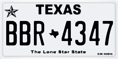 TX license plate BBR4347