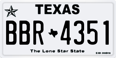 TX license plate BBR4351