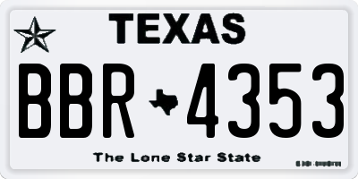 TX license plate BBR4353