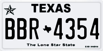 TX license plate BBR4354