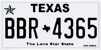 TX license plate BBR4365