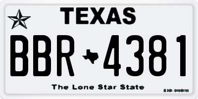 TX license plate BBR4381