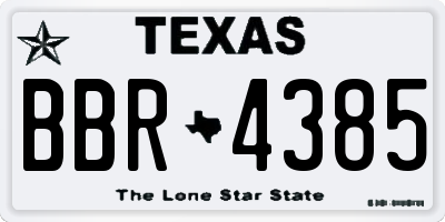 TX license plate BBR4385