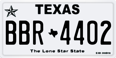 TX license plate BBR4402