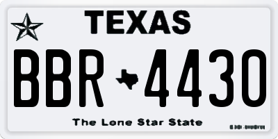 TX license plate BBR4430
