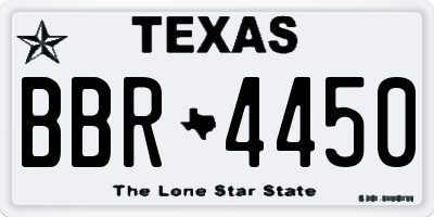 TX license plate BBR4450