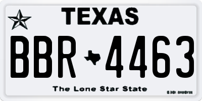 TX license plate BBR4463