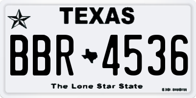 TX license plate BBR4536