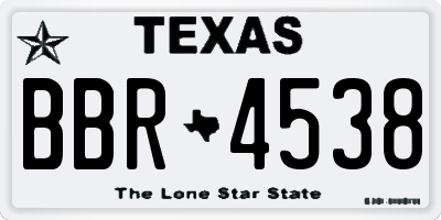 TX license plate BBR4538