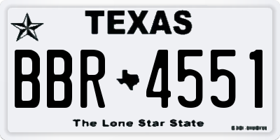 TX license plate BBR4551