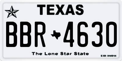 TX license plate BBR4630