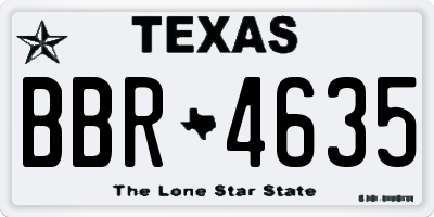 TX license plate BBR4635