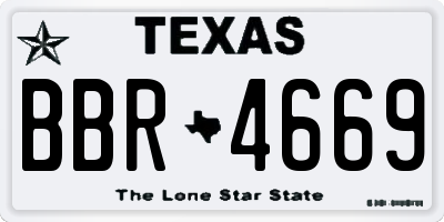 TX license plate BBR4669