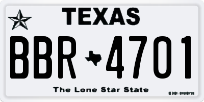 TX license plate BBR4701