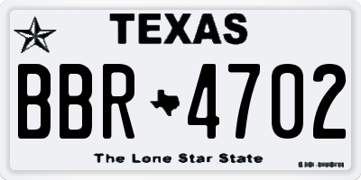 TX license plate BBR4702