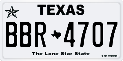 TX license plate BBR4707