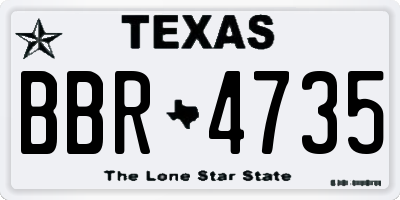 TX license plate BBR4735