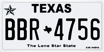 TX license plate BBR4756