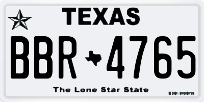 TX license plate BBR4765