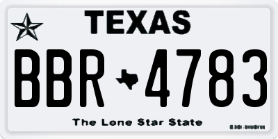 TX license plate BBR4783