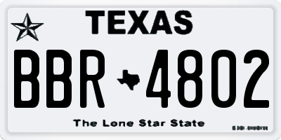 TX license plate BBR4802