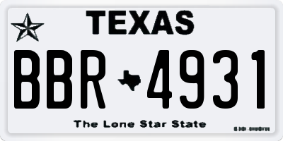 TX license plate BBR4931
