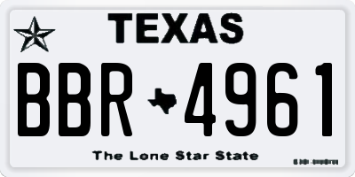 TX license plate BBR4961