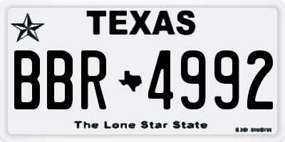 TX license plate BBR4992