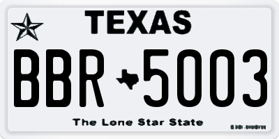 TX license plate BBR5003