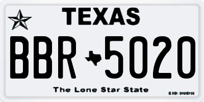 TX license plate BBR5020