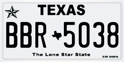 TX license plate BBR5038