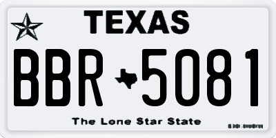 TX license plate BBR5081