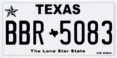 TX license plate BBR5083