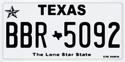 TX license plate BBR5092