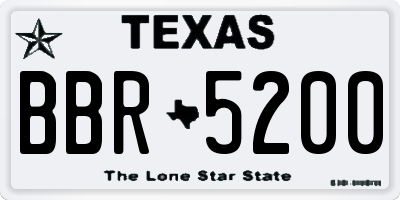 TX license plate BBR5200