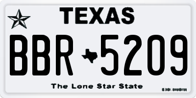 TX license plate BBR5209